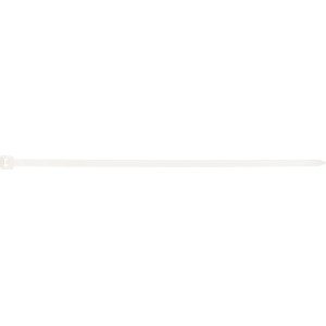 Fehér kábelkötegelő, 150 mm hosszú, 100 darabos csomag kábelkötegeléshez.