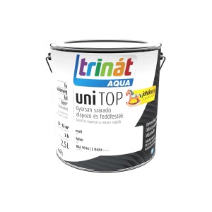 Fehér Trinat Aqua Uni Top festék, fa, műanyag, fal és fém felületekre.