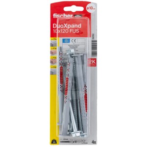 Fischer DuoXpand 10x120 FUS tiplik, 4 darabos csomag. Fali dugó a biztonságos rögzítéshez.
