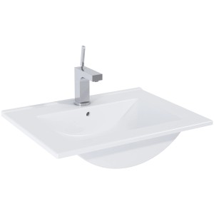 Fehér Maximus 60 cm-es Stylo/Kyra kerámia beépíthető mosdó csapteleppel.