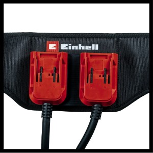 Einhell Power-X-Change Akku-Gürtel GE-PB 36/18 Li akkumulátor öv két piros akkumulátortartóval.