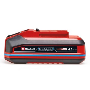 Einhell akkumulátor 18V 4,0 Ah Sealed Power X-Change Plus, piros/fekete, elektromos szerszámokhoz.