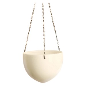 Krémszínű Scheurich 845 függő virágtartó, Ø 18 cm, kerámia, lánccal.