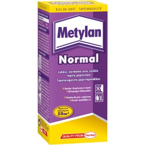 Metylan Normal tapétaragasztó könnyű és nehéz papírtapétákhoz, kb. 50 m²-re elegendő.