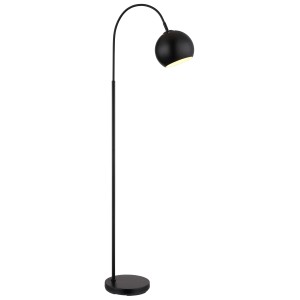 Fekete design állólámpa kerek lámpaernyővel a lakóterekbe.