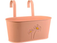 Cink felakasz. virágláda lakk. virágminta lazacszín 14 x 33 x 16 cm