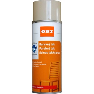 OBI Színes spray festék, alkalmas beltéri és kültéri festéshez.