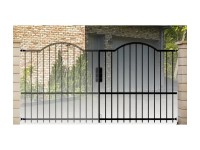 NORMA Nagykapu jobb íves kovácsoltvas jellegű fém zártszelvény 1,68 m x 1,55 m