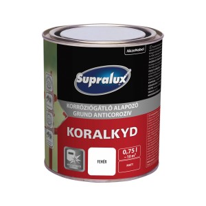 Fehér Supralux Koralkyd rozsdagátló alapozó, 0,75l doboz.