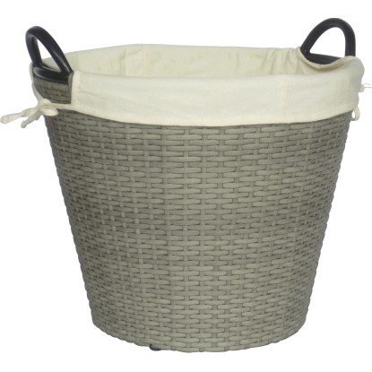 Tűzifás kosár polirattan szürke