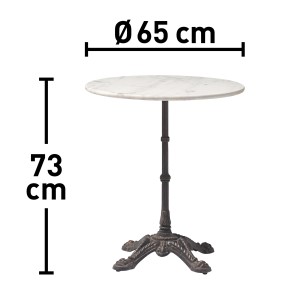 Kerek Pizana erkélyasztal márvány hatással, Ø 65 cm, ideális erkélyre és kertbe.