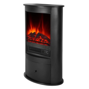 Fekete EL Fuego Wien II elektromos kandalló láng effektussal és fiókkal.