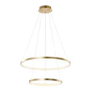 Modern LED függőlámpa Circle Gold (Ø 50cm) két fénygyűrűvel a meleg fehér fényhez.