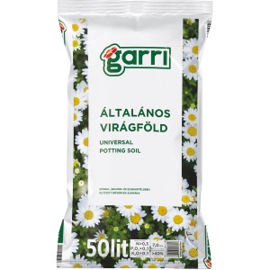Zacskó Garri univerzális virágföld százszorszép mintával, 50 liter.
