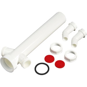 Fehér állítható cső (44,8 mm) szifonhosszabbításhoz, tömítésekkel és tartozékokkal.