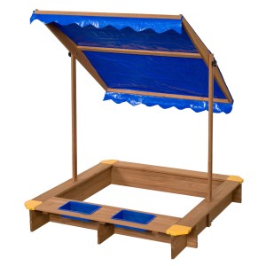 Swing King Ibiza homokozó kék tetővel és két kék tartállyal, FSC® fából.