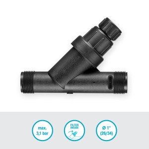 Gardena nyomáscsökkentő öntözőrendszerekhez, kiegyenlíti a nyomásingadozásokat, szűrővel.