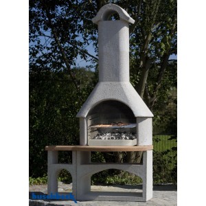 Buschbeck Bozen fehér-terrakotta kerti grill kandalló grillráccsal és faszénnel.
