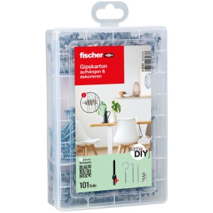 Fischer EasyDIY Box Gipszkarton, 101 darabos dübel készlet átlátszó műanyag dobozban.