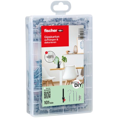Fischer EasyDIY Box Gipszkarton, 101 darabos dübel készlet átlátszó műanyag dobozban.