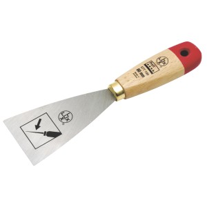 LUX merev festőspatula, 60 mm széles, fa nyéllel és acél pengével. Ideális tapéta eltávolításához.