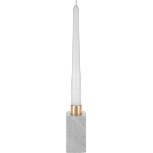 Fehér-szürke Modern Antique gyertyatartó márványból, 10 cm magas, gyertyával.