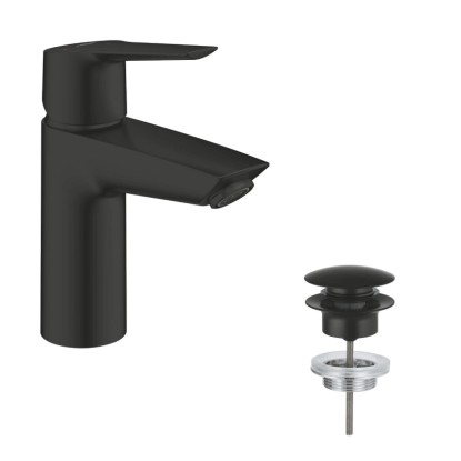 Grohe QuickFix Start S fekete mosdó csaptelep leeresztővel.