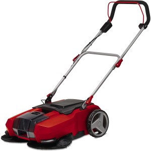 Einhell Power X-Change TE-SW 18/610 Li Solo: Piros akkumulátoros seprőgép oldalsó kefékkel.