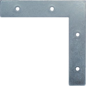 Lapos horganyzott sarokvas 75x75x14 mm könnyű fa kötésekhez.