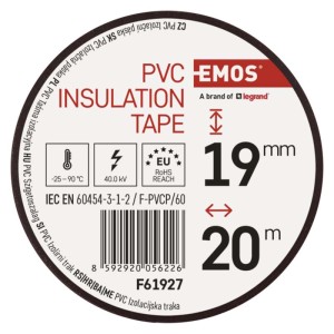 EMOS PVC szigetelőszalag, 19 mm x 20 m, elektromos szigeteléshez.