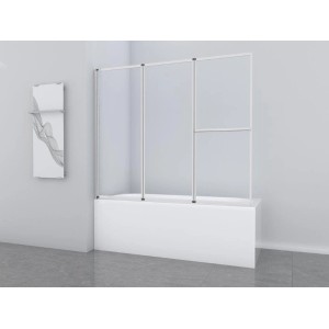 Aurlane Silver Comfort fürdőkádparaván, 3 részes, króm, fürdőkádra szerelve.