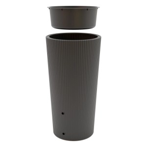 Antracit Wave 2in1 esővízgyűjtő hordó virágtartóval, 200 l űrtartalom.