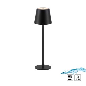 Fekete Just Light Euria LED akkus asztali lámpa, 37 cm magas, dimmelhető.