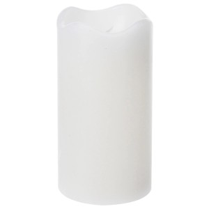 Fehér LED gyertya (Ø 7 cm x 13 cm) hullámos széllel a hangulatos világításhoz.