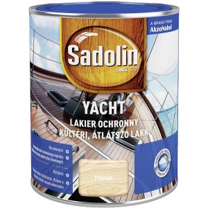 Sadolin Yacht színtelen lakk doboza, selyemfényű, kültéri használatra.