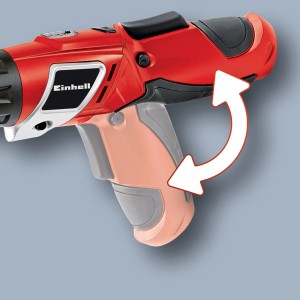 Einhell TC-SD 3,6 Li akkus csavarhúzó forgatható markolattal és a forgást jelző nyíllal.