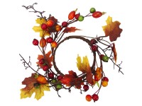 Dekorkoszorú bogyók levelekkel színes 20 cm átmérő