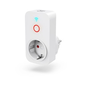 Fehér Hama WLAN aljzat 2 USB porttal, 2300W, 10A rádiós vezérléshez.