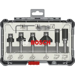 Bosch él- és sarokmaró készlet, 6 részes, 8 mm-es szár tárolódobozban.
