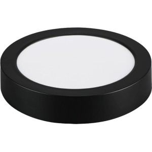 Kerek LED süllyesztett lámpa fekete kerettel.