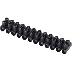 Fekete 12 pólusú sorkapocs 1,5-4 mm²-es kábelekhez, 10 darab.