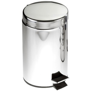 Fényes ezüst MSV rozsdamentes acél pedálos szemetes, 3 l, fürdőszobába vagy irodába.