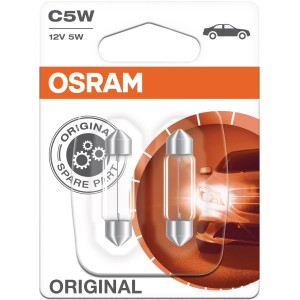 Osram C5W Original szofita izzók, 2 darabos csomag autóvillamossághoz.