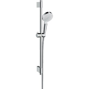 Hansgrohe Crometta Vario zuhanyszett 72 cm-es rúddal, kézi zuhany fehér/króm színben. Esőztető és vízkőmentesítő funkció.
