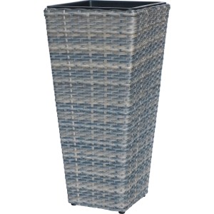 Magas Wave virágtartó oszlop, 60 cm, polyrattanból, fonott hatással, beltéri és kültéri használatra.