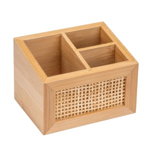 Wenko Allegre barna fürdőszobai doboz 3 rekesszel, bambuszból és rattanból, ideális fürdőszobába és irodába.