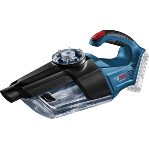 Bosch Professional GAS 18 V-1 akkus kézi porszívó kék/fekete színben, akkumulátor nélkül.