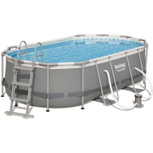 Bestway Power Steel ovális acélvázas medence szett, 427x250x100 cm létrával és szűrőszivattyúval.