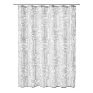 Szürke Kleine Wolke Linja Seide zuhanyfüggöny modern csíkos mintával, 180x200 cm.