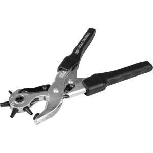 LUX-TOOLS PRO revolver lyukasztó fogó 250 mm, nikkelezett, fekete 3-komponensű markolattal a pontos lyukasztáshoz.